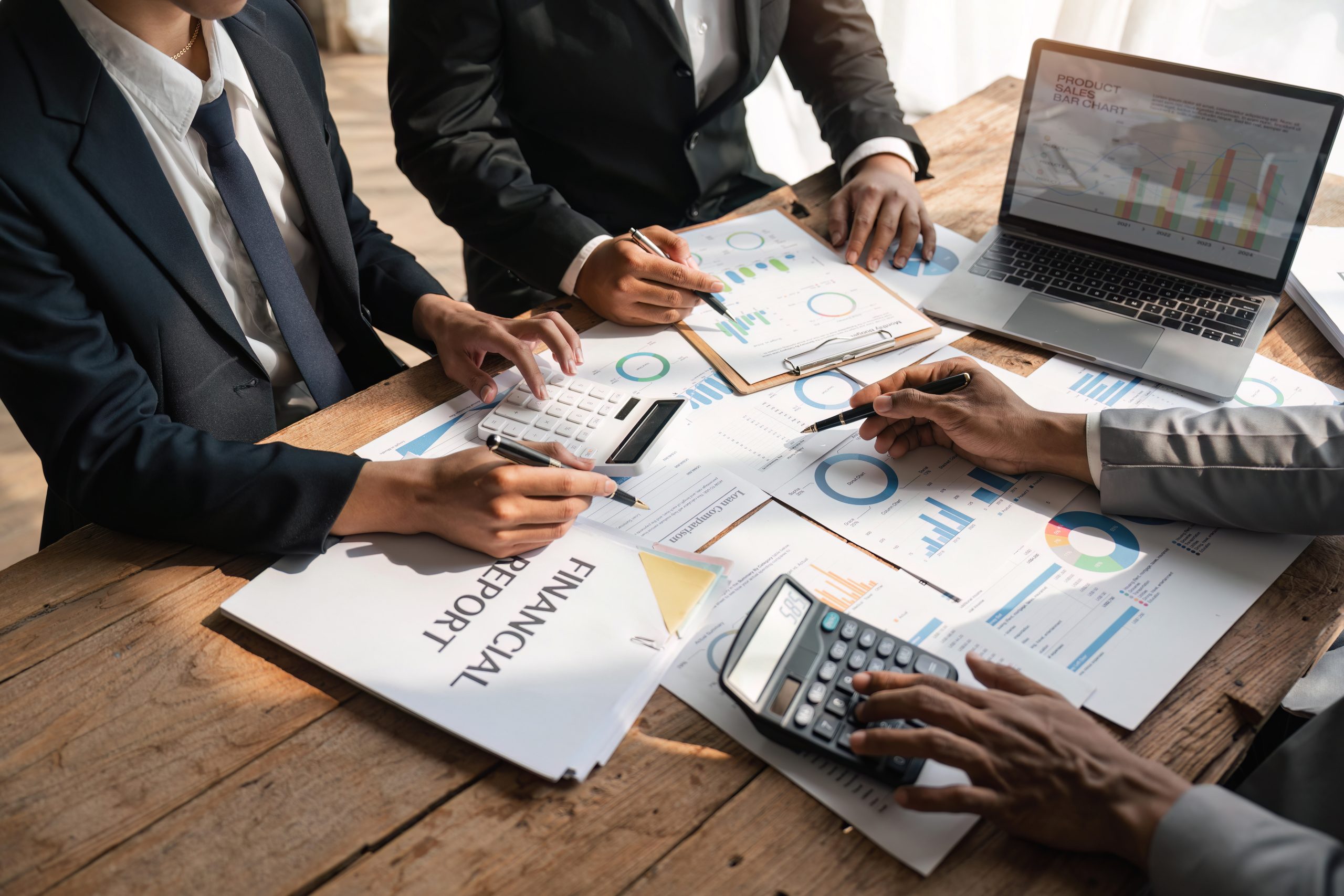 Business Consulting meeting working and brainstorming analyzing new business project finance investment concept