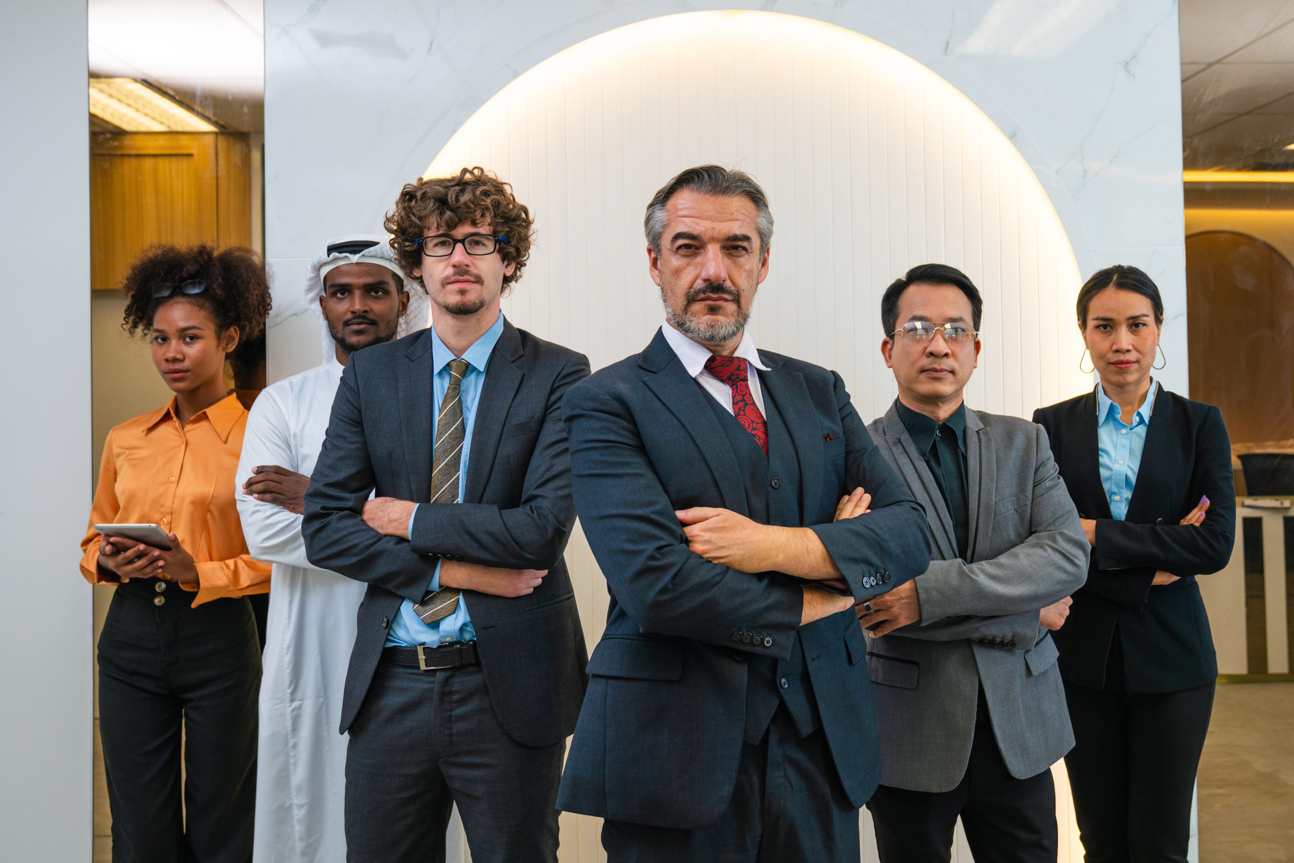 Successful business team working together in a co-working office